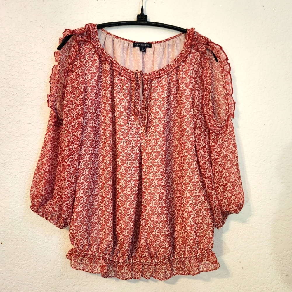 Max Edition Long-Sleeve Blouse with Cut-Out Detail On Sleeve, Size S
